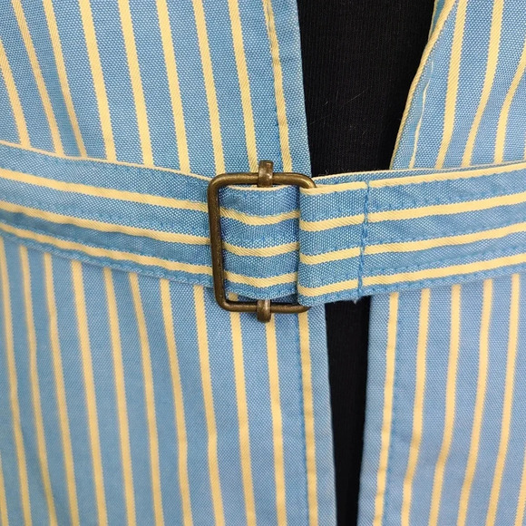Express Vintage Y2K Pale Blue Yellow Striped Cotton Blazer Jacket 0 - Picture 6 of 10